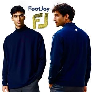 FootJoy Blue Pullovers High Neck Men’s Sweatshirt Gold/Embroidered/Back Sz M